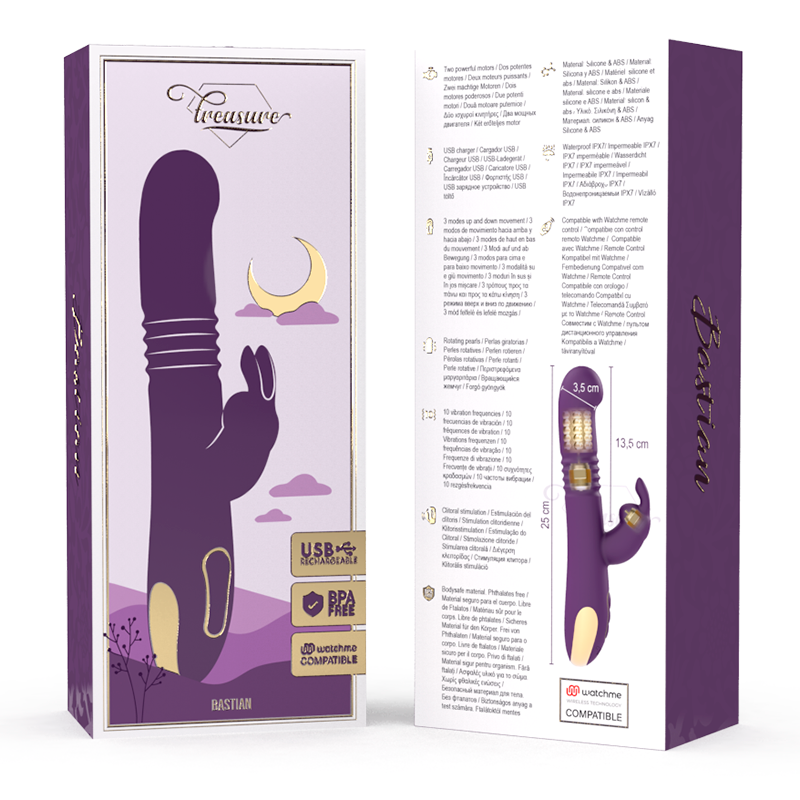 TREASURE - BASTIAN RABBIT UP & DOWN ROTATOR & VIBRATOR + WATCHME-FERNBEDIENUNG