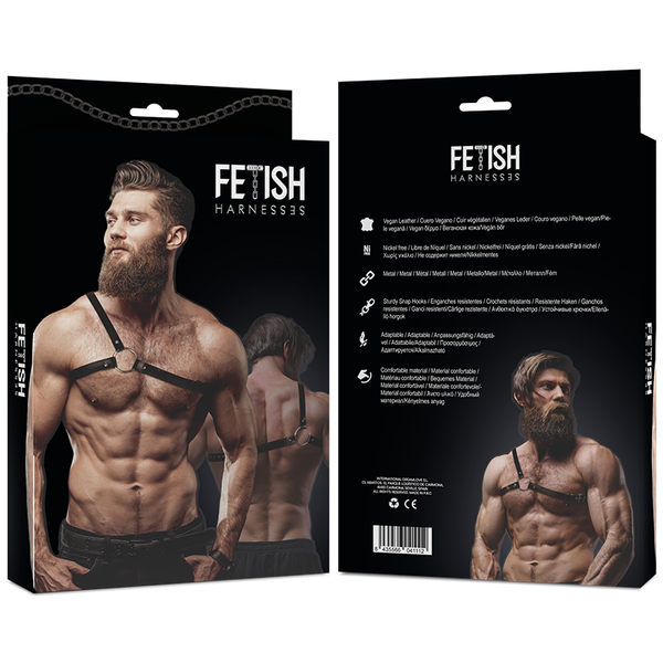 FETISH SUBMISSIVE ATTITUDE - HERREN HARNESS MIT GEKREUZTEN SCHULTERN AUS ÖKO-LEDER