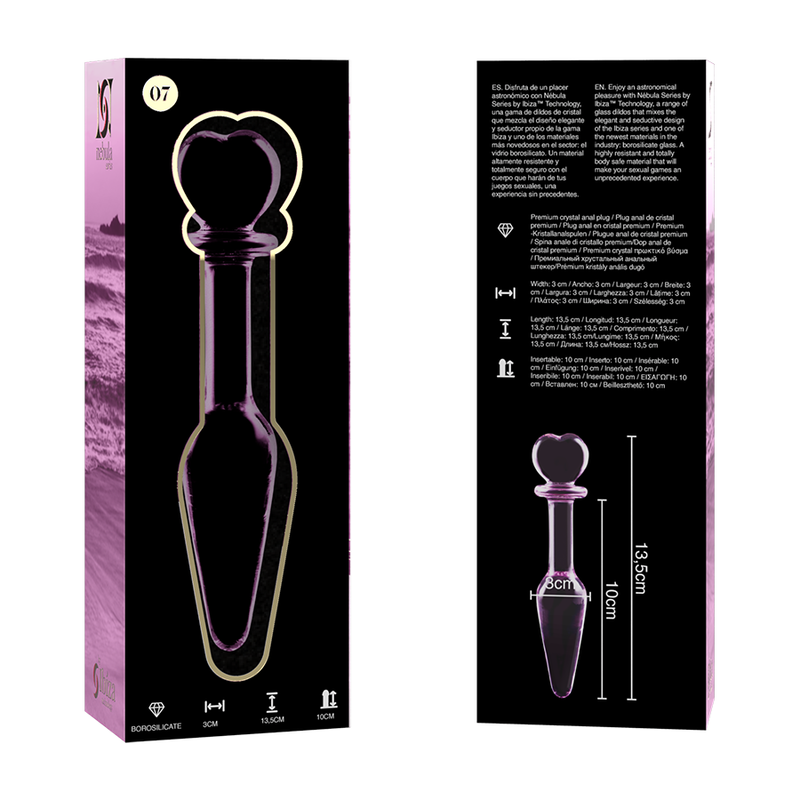 NEBULA SERIES BY IBIZA - MODELL 7 ANALPLUG BOROSILIKATGLAS ROSA 13.5 CM -O- 3 CM