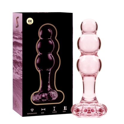 NEBULA SERIES BY IBIZA - MODELL 1 ANALPLUG BOROSILIKATGLAS ROSA 10.5 CM -O- 3 CM