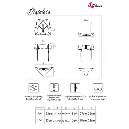 LIVCO CORSETTI FASHION - MAJALESA LC 90526 BH + STRUMPFGÜRTEL + HÖSCHE SCHWARZ L/XL