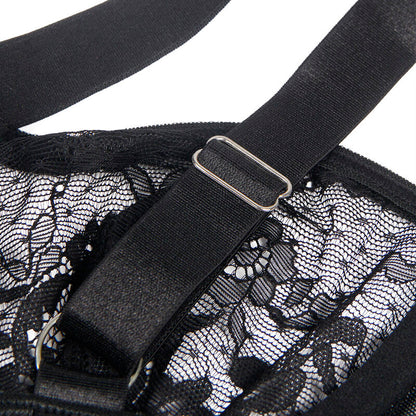 SUBBLIME - TEDDY MIT STRUMPFBAND MIT SPITZENDETAIL UND STREIFEN SCHWARZ L/XL