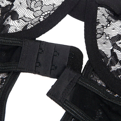 SUBBLIME - TEDDY MIT STRUMPFBAND MIT SPITZENDETAIL UND STREIFEN SCHWARZ L/XL