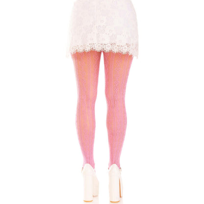 LEG AVENUE - STRÜMPFE MIT ÖFFNUNGEN HERZ & SCHLEIFEN ROSA