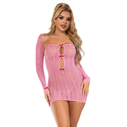 SUBBLIME - 952471 ROSA NETZ-KLEID EINE GRÖSSE