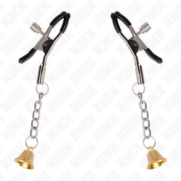 KINK - GOLDENE NIPPELKLEMMEN MIT GLOCKENANHÄNGER 6 CM