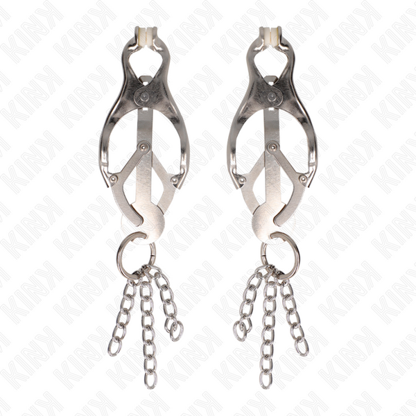 KINK - JAPANISCHE KLEEBLATT-NIPPELKLAMMERN MIT KLEINEN KETTEN SILBER