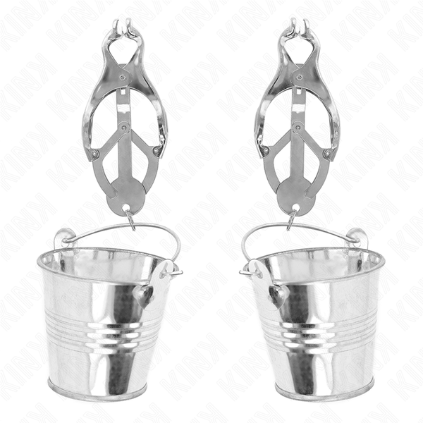 KINK - JAPANISCHE KLEEBLATT-NIPPELKLAMMERN MIT EIMER SILBER
