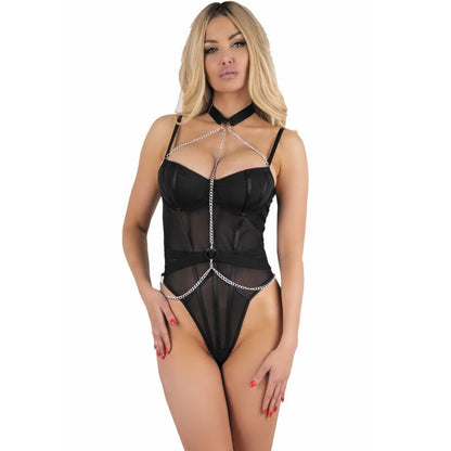 LIVCO CORSETTI FASHION - MELISENDA CF 1709 BADEMANTEL + HEMD + STRING SCHWARZ S