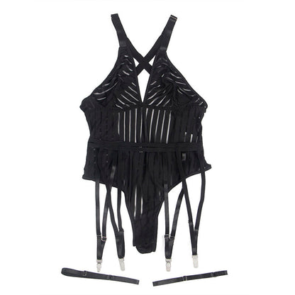 SUBBLIME - 954147 BODY MIT STRUMPFGÜRTEL SCHWARZ S/M