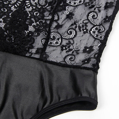 SUBBLIME - 954383 SEXY BODY MIT STRUMPFGÜRTEL SCHWARZ S/M