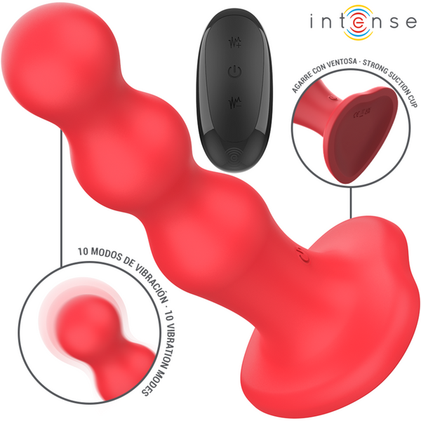 INTENSE - CODY VIBRATOR MIT SAUGNÄPFEN ROTE FERNBEDIENUNG
