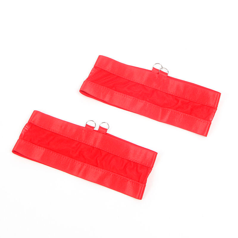SUBBLIME - 955267 ROTER BONDAGE-BH MIT STRUMPFBAND-SET L/XL