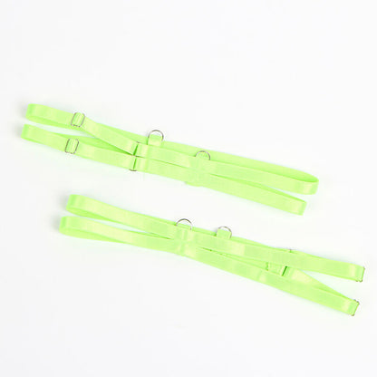SUBBLIME - 955328 BH-SET MIT SPITZE UND STRUMPFBAND GRÜN UND BLAU L/XL