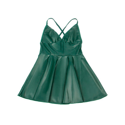 SUBBLIME - 955434 KLEID MIT GRÜNEN LEDERTRÄGERN S/M