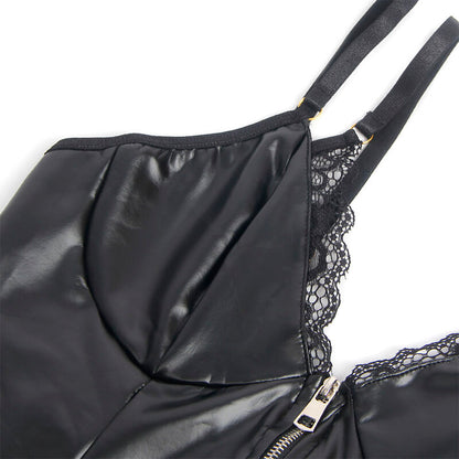 SUBBLIME - 955458 SCHWARZER LEDER-BODY MIT REISSVERSCHLUSS S/M