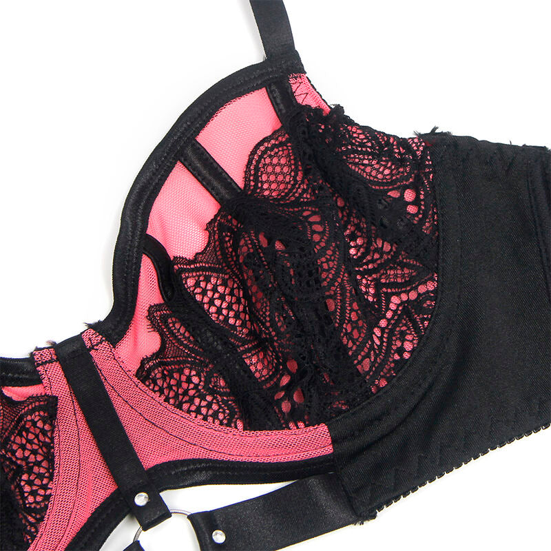 SUBBLIME - 955588 ROSA LACKLEDER MESH ZIPPER BH SET L/XL