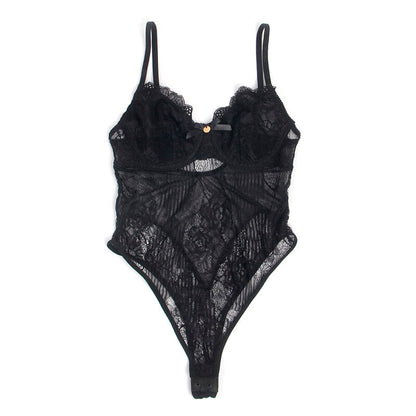 SUBBLIME - 955625 SPITZEN-BODYSUIT MIT UNTERTEILVERSCHLUSS SCHWARZ L/XL