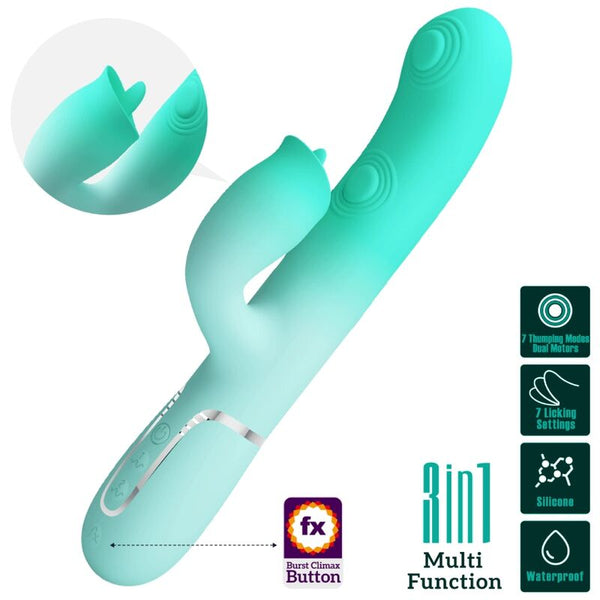 PRETTY LOVE - GIGI MULTIFUNKTIONS-RABBIT-VIBRATOR AQUAGRÜN
