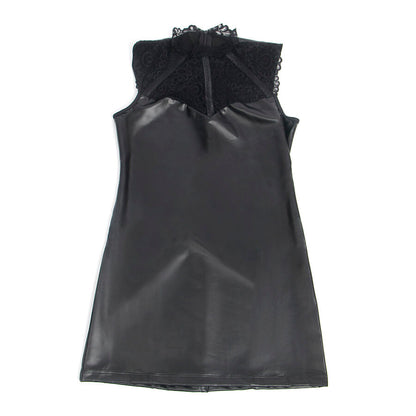 SUBBLIME - 957544 LEDERKLEID MIT SPITZENKRAGEN SCHWARZ S/M