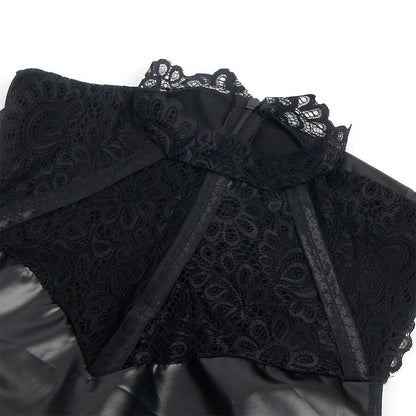 SUBBLIME - 957551 LEDERKLEID MIT SPITZENKRAGEN SCHWARZ L/XL