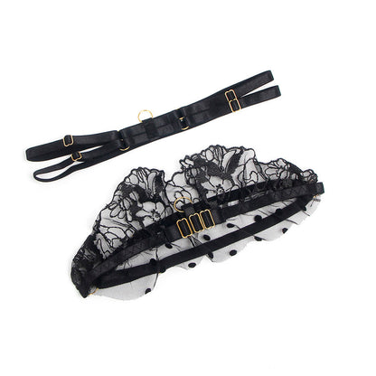 SUBBLIME - 957483 SPITZEN-BH UND STRUMPFBAND-SET SCHWARZ S/M