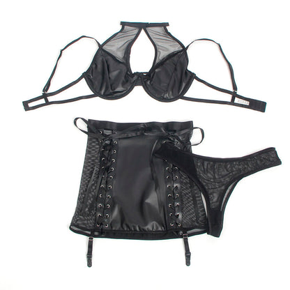 SUBBLIME - 957599 LEDER-BH UND ROCK-SET SCHWARZ L/XL