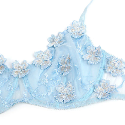 SUBBLIME - 957629 BH- UND SLIP-SET MIT BLUMENSTICKEREI, HIMMELBLAU, S/M