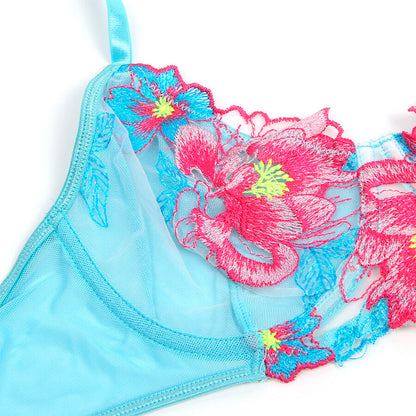 SUBBLIME - 957643 BH- UND STRUMPFGÜRTEL-SET MIT BLUMENSTICKEREI ROSA S/M