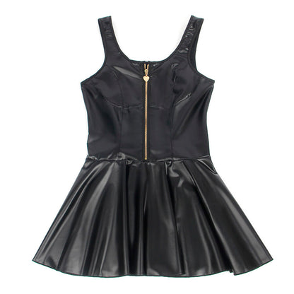 SUBBLIME - 957667 LEDERKLEID MIT HERZ-REISSVERSCHLUSS, SCHWARZ, S/M