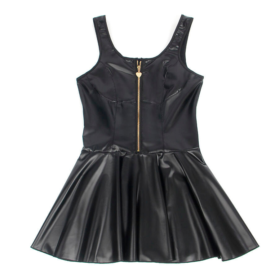 SUBBLIME - 957674 LEDERKLEID MIT HERZ-REISSVERSCHLUSS, SCHWARZ, L/XL