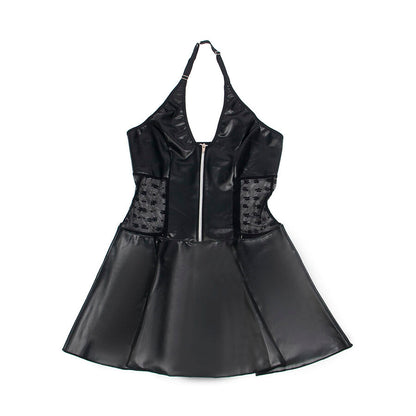 SUBBLIME - 957704 LEDERKLEID MIT SPITZENREISSVERSCHLUSS SCHWARZ S/M