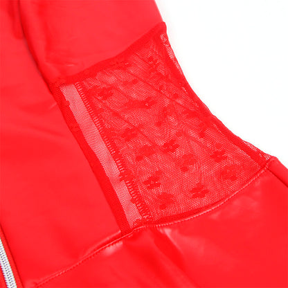 SUBBLIME - 957735 LEDERKLEID MIT SPITZENREISSVERSCHLUSS ROT L/XL