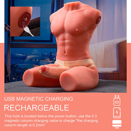 XISE – JASON HALBKÖRPER REALISTISCHER MÄNNLICHER TORSO MIT STOSS- UND VIBRATIONSMÖGLICHKEITEN 55 CM