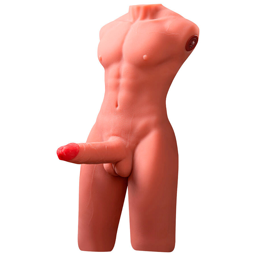XISE – JASON HALBKÖRPER REALISTISCHER MÄNNLICHER TORSO MIT STOSS- UND VIBRATIONSMÖGLICHKEITEN 55 CM