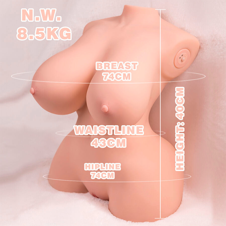 XISE – KLEINER, REALISTISCHER TORSO MIT WEIBLICHER VIBRATION, 40 CM