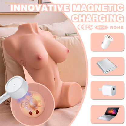 XISE - DANIA - REALISTISCHER, VIBRIERENDER WEIBLICHER TORSO MIT STOSSFÄHIGKEITEN, 52 CM