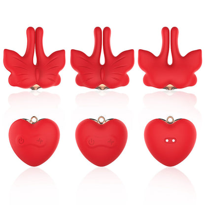 ARMONY - MAGNETISCHE NIPPELKLEMMEN MIT VIBRATION SCHMETTERLINGSFORM ROT