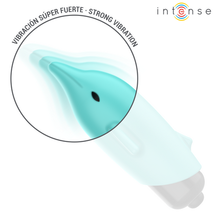 INTENSE - ECHO VIBRIERENDES BULLET DELPHIN BLAU 8 X 4,7 CM