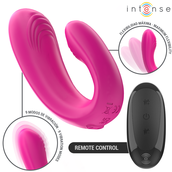 INTENSE - JANET DOPPELTER U-FÖRMIGER STIMULATOR UND VIBRATOR MIT FERNBEDIENUNG ROSA