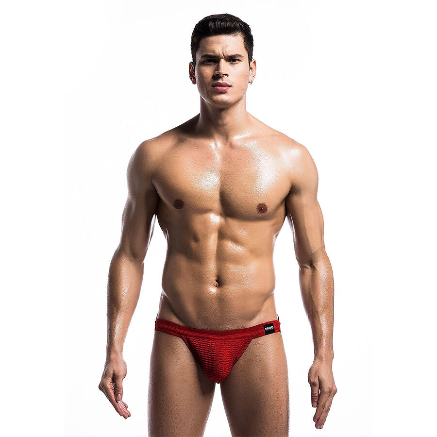 MOB - ROTER FETISCH-JOCKSTRAP-BADEANZUG, GRÖSSE S