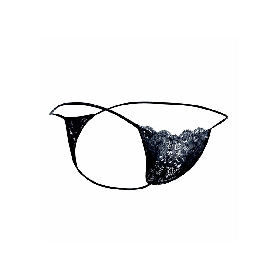 MOB - SCHWARZER SPITZEN-TANGA GRÖSSE S/M