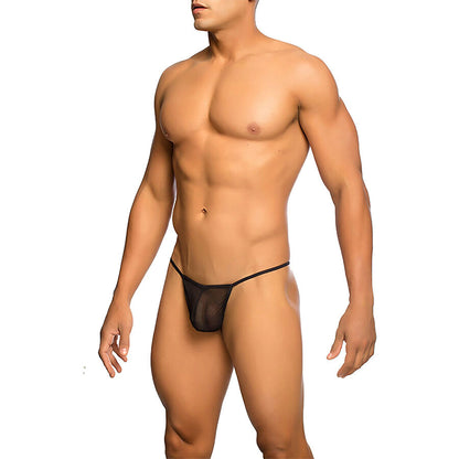MOB - TRANSPARENTER T-FÖRMIGER TANGA SCHWARZ GRÖSSE L/XL