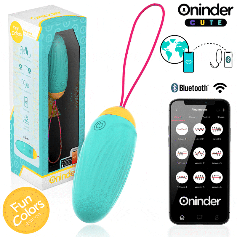 ONINDER CUTE – Vibrierendes Liebes- und Vergnügens-Ei – Rotierende Silikon-Edelsteine – Kostenlose globale App