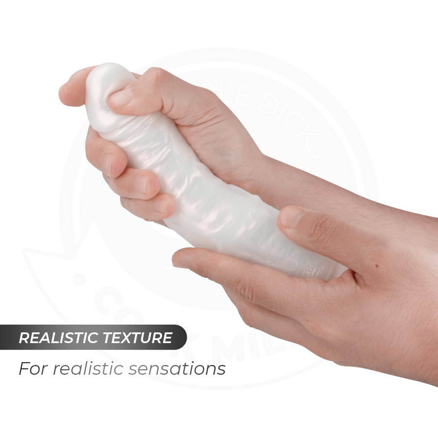 COCK MILLER - DILDO MIT SAUGNÄPFEN, LICHTERN UND VIBRATION MIT FERNBEDIENUNG WEISS 21,5 CM