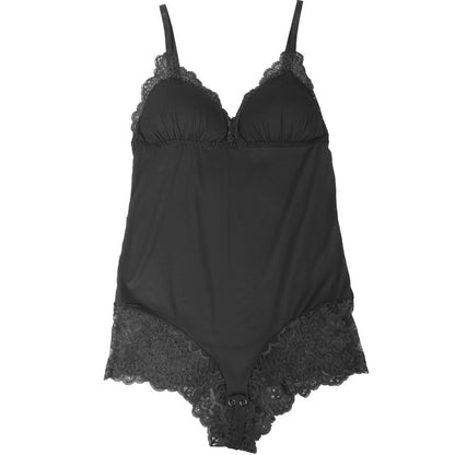 SUBBLIME - SCHWARZER TEDDY MIT BLUMENSPITZENDETAIL L/XL