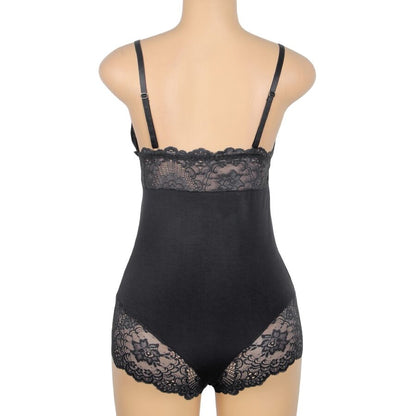 SUBBLIME - SCHWARZER TEDDY MIT BLUMENSPITZENDETAIL L/XL
