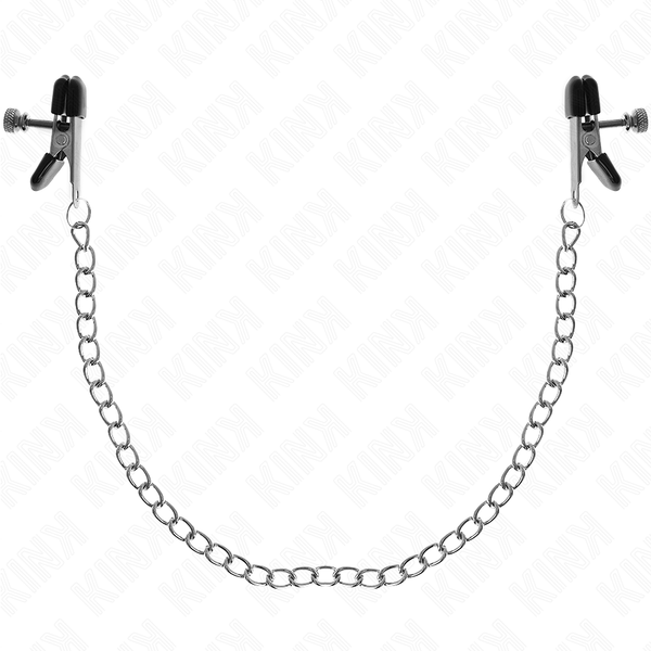 KINK - FLACHE KETTE NIPPELKLEMMEN SILBER 34 CM