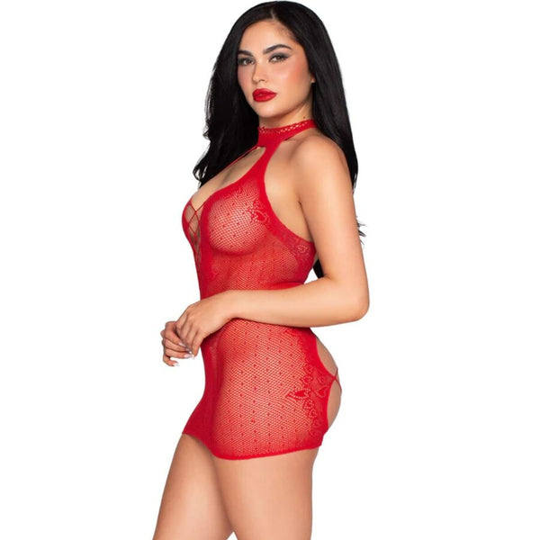 LEG AVENUE - 81675 HALTER MINIKLEID ROT - EINE GRÖSSE