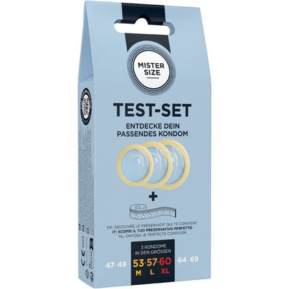 MISTER SIZE - TESTSET MIT 3 KONDOMEN IN VERSCHIEDENEN GRÖSSEN + MASSBAND